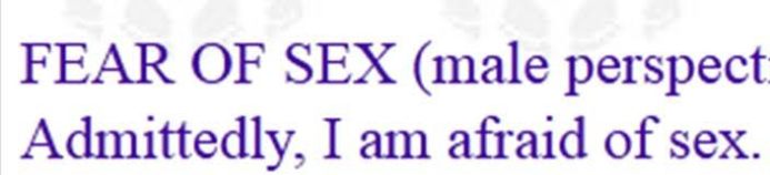 fear of sex dun dun dunnn