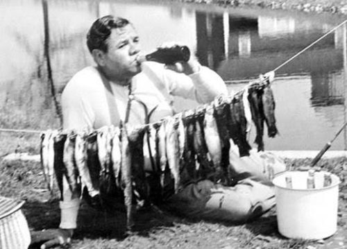 babe ruth drinking and fishing